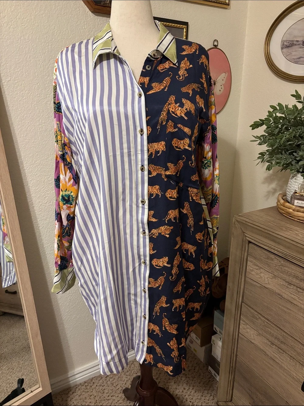 Anthropologie Maeve The Soren Long Sleeve Shirtdress-Mixed Print- Size XL - Picture 5 of 10